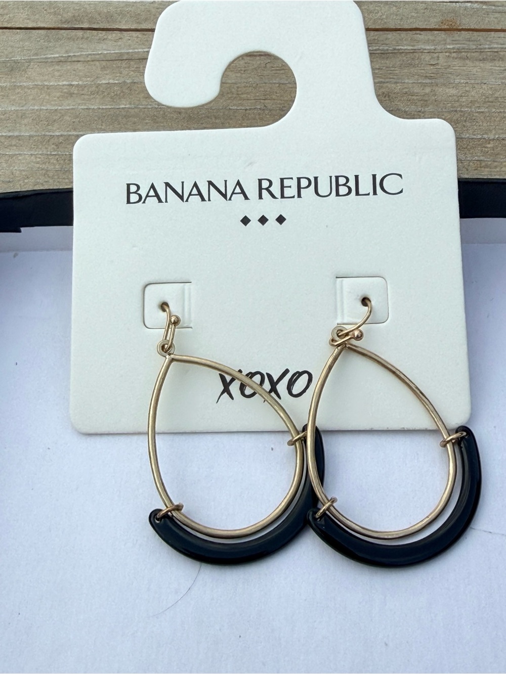 Banana Republic Gold Teardrop Earrings with Black Accent